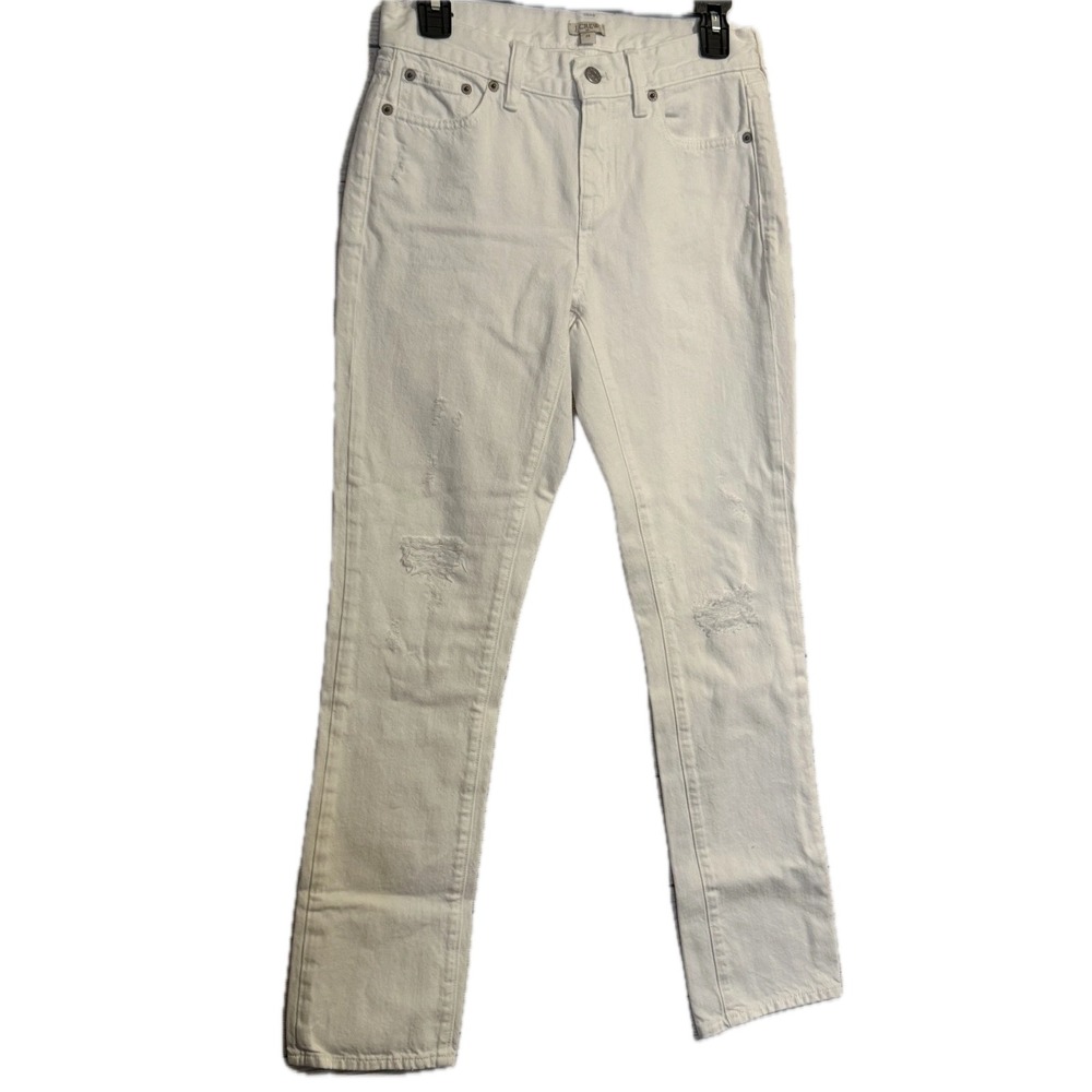 J.Crew White Distressed Slim Ankle Jeans – Size 10